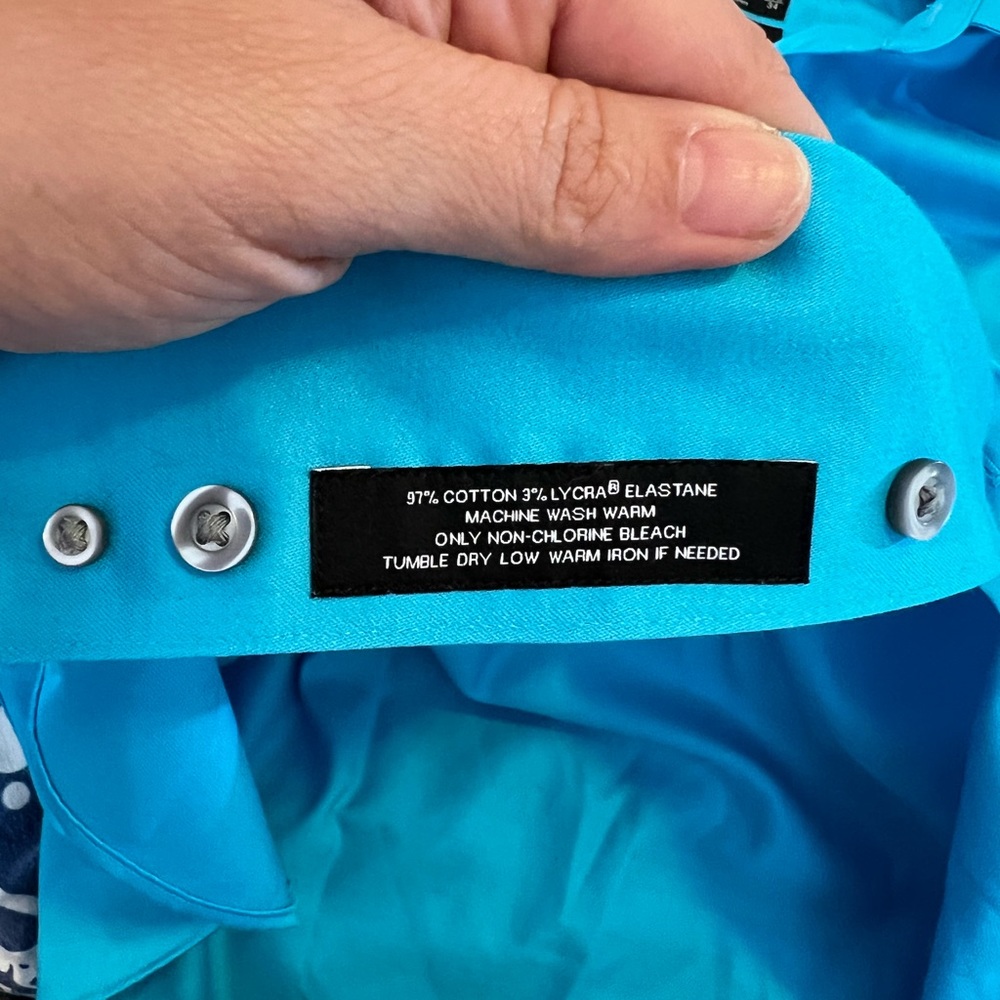 MURANO ADULT MENS SHIRT BUTTON DOWN SIZE NECK 17.5 34 TURQUOISE AQUA BLUE 222 - Picture 9 of 11
